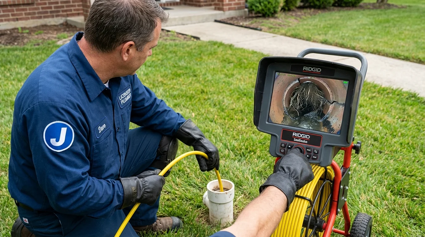 Sewer camera inspection being performed by Johns Plumbing LLC in Potterville