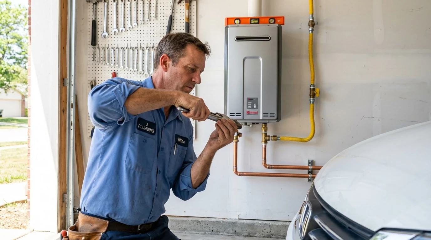Tankless water heater installation by a Johns Plumbing LLC plumber in Potterville